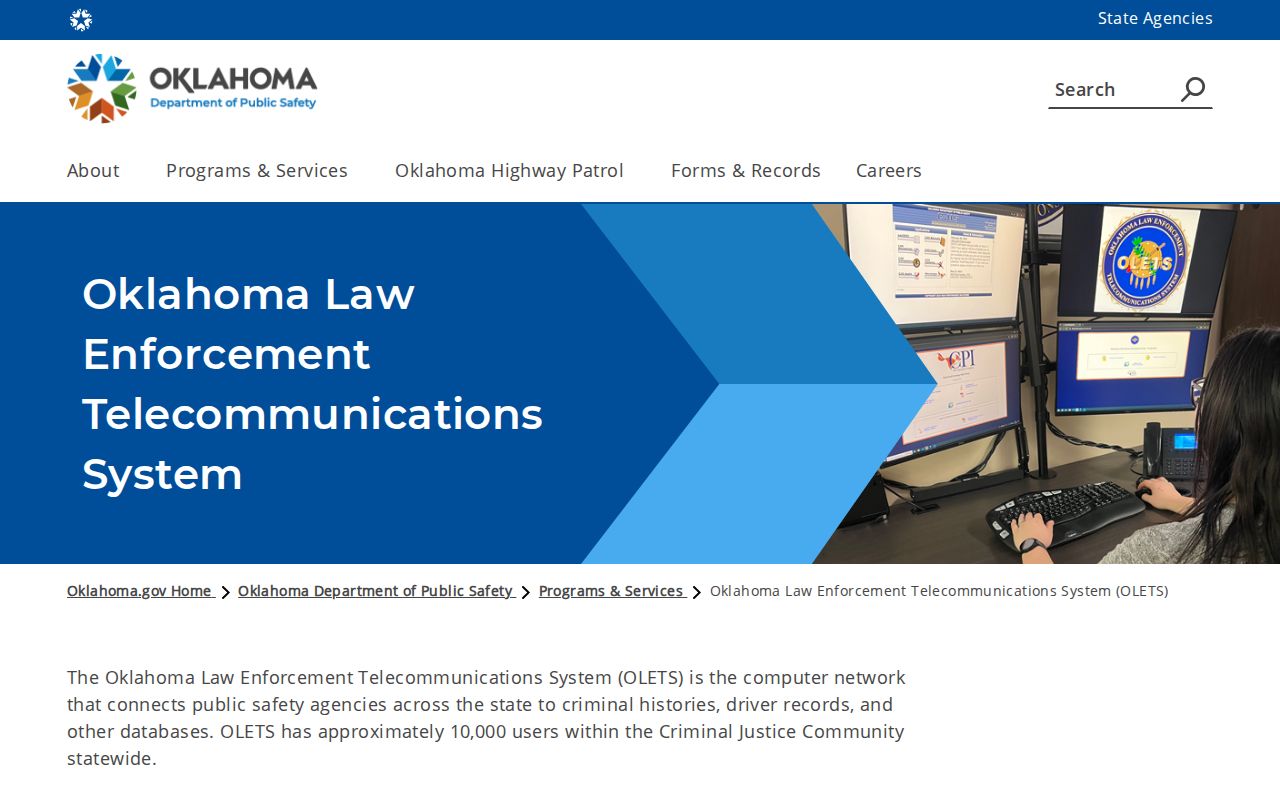 Oklahoma OLETS overview for restricted statewide warrant records